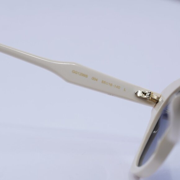 Gucci GG1299S 004 Sunglasses Ivory with Stones Cat Eye Frame, Blue Lenses main image 7